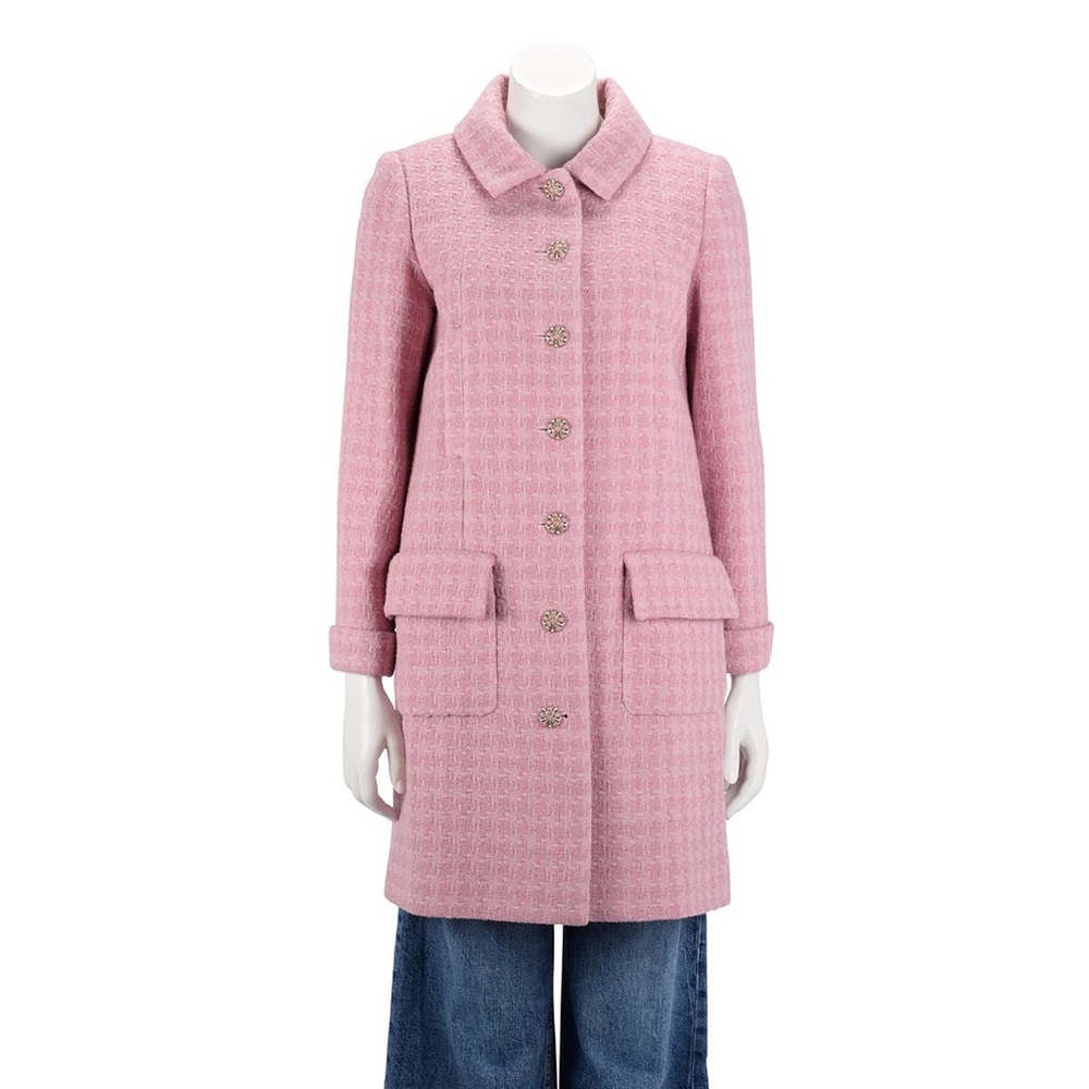 CHANEL PINK BOUCLE TWEED
GRIPOIX BUTTON COAT FR 34 NEW!